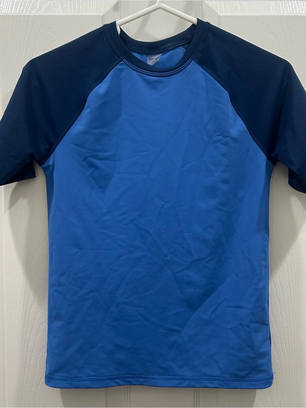 Old Navy Boys Short Sleeve Rash Guard in Light Blue and Navy